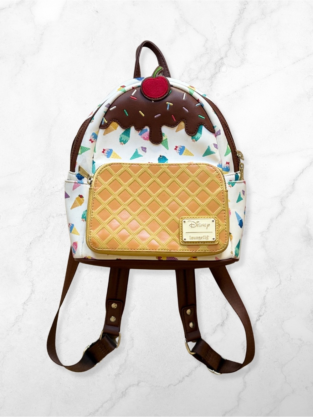 Disney Princess X Loungefly Mini Backpack Ice Cream Waffle Cone Faux Leather